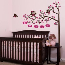 kids wall decal, tree wall decal, owl and tree wall decal, nursery wall decal
