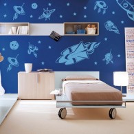 kids rockets and spaceship wall decals pack, kids wall decals