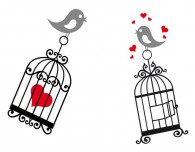 Birds, birdcage wall decal